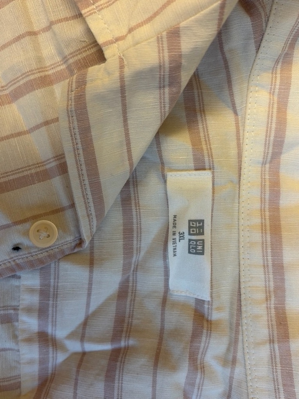 Uniqlo Cream Shirt with Light Brown Stripes linen